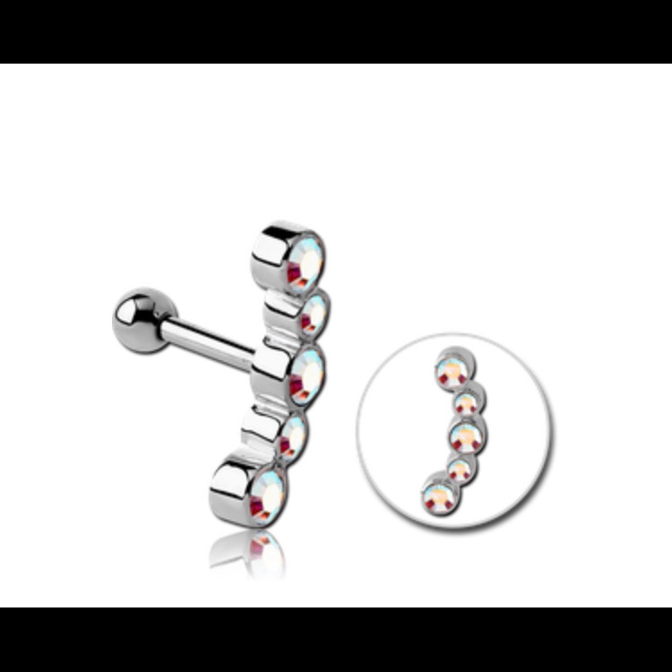 Surgical Steel Grade 316l 5 Jewels Tragus Micro